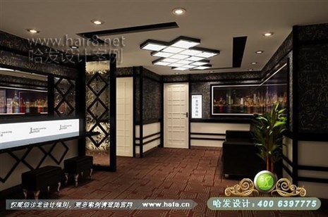昆明省云南市整体从内到外都以简单的方格打造时尚英伦范，美容包间以古典中式，体现舒适美容院设计案例