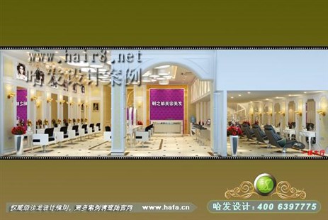 浙江省台州市紫色与黄色混搭美发店设计案例