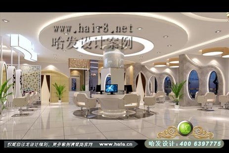 江西省乐安市圆与弧的完美结合理发店装修案例