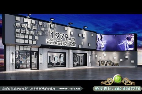 安徽省滁州市本案利用不同个性几何体的拼凑，凸显立体感，打造个性空间理发店装修案例