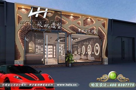 安徽省芜湖市芜湖领航造型多样的形体变化打造里内外空间，灯光突显装饰层面和节奏。美发店装修设计案例