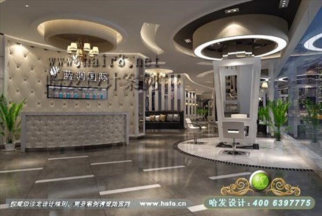 山东省临沂市黑白灰时尚混搭理发店装修案例