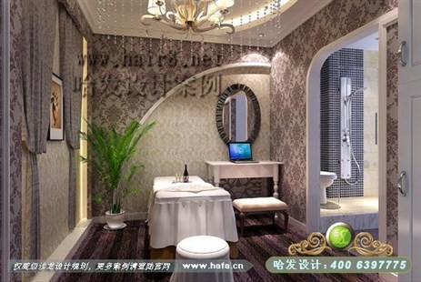 新疆省乌鲁木齐市咖啡色之复古、造型之现代时尚美容院装修案例