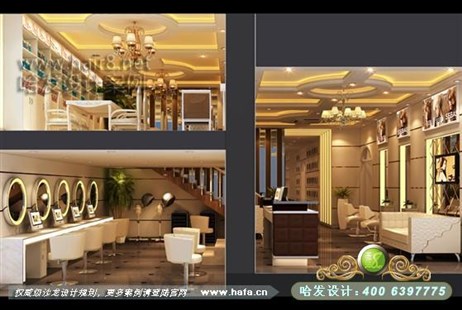 江苏省常熟市现代简欧、高端大气豪华美发设计案例发廊设计案例